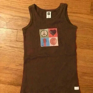 New. Gap tap with sewn on patch peace love music girl XS